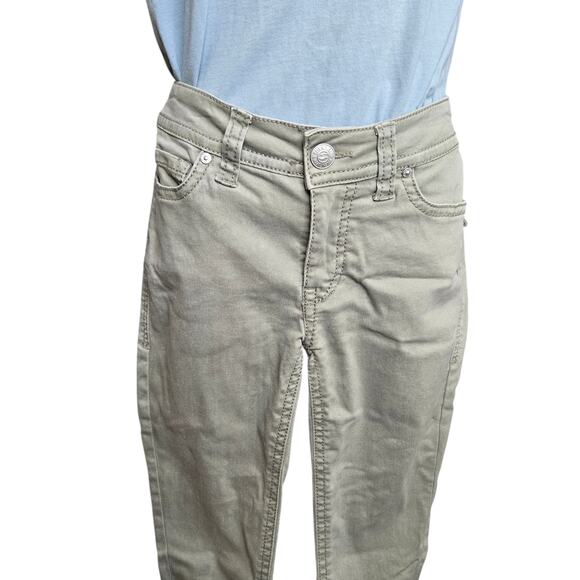 Seven 7 Womens Jeans Size 6 Green Starlette Crop‎ Stretch Button Closure Pockets - Picture 3 of 8